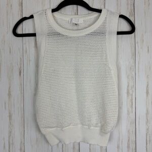 Moussy White Sleeveless Mesh Top XS